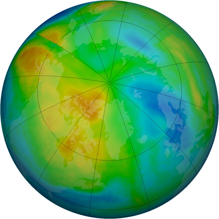 Arctic ozone map for 29 November 1989